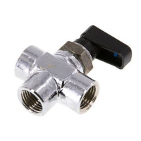 Mini kogelafsluiter 3-weg 3x binnenL-boring / 1/4'' BSP  **